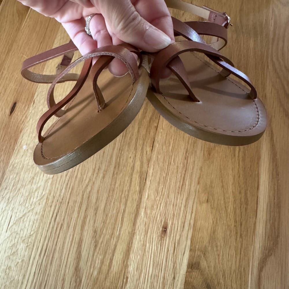 NWOT Sezane Adeline Low Sandals Natural Heritage Leather Size 40 US 9 - Picture 8 of 10